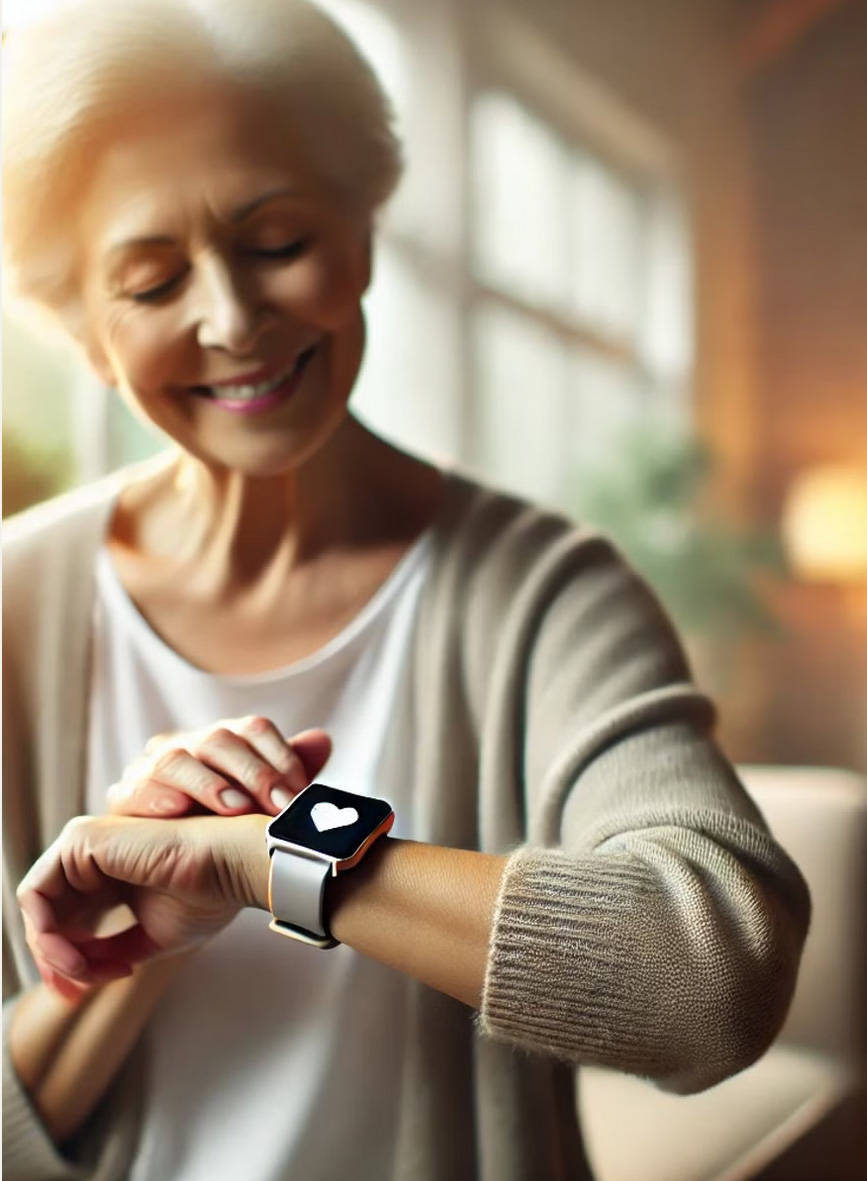 Elderly woman with smartwatch